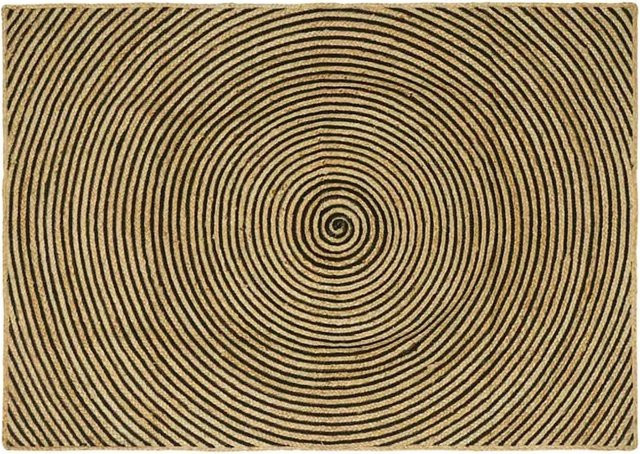 vidaXL Jute Teppich in Beige und Schwarz mit abstraktem Design B: 140 cm, T: 200 cm - Bild 1