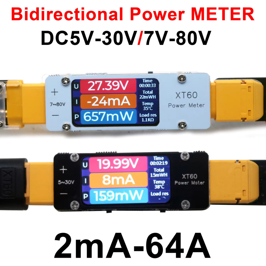 Dykbcells Bidirektionales Amperemeter und Leistungsmesser für Blei-Säure, Li-Ion und LiFePO Batterien, DC 5-80V 64A - Bild 1