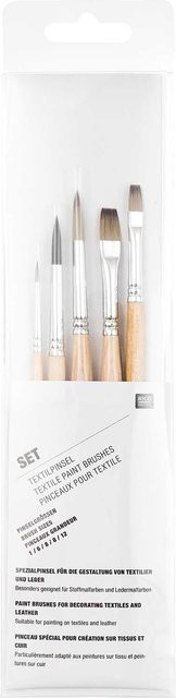 Rico Design Textilpinselset in Beige und Multicolour mit Aluminium- und Holzgriffen - Bild 1