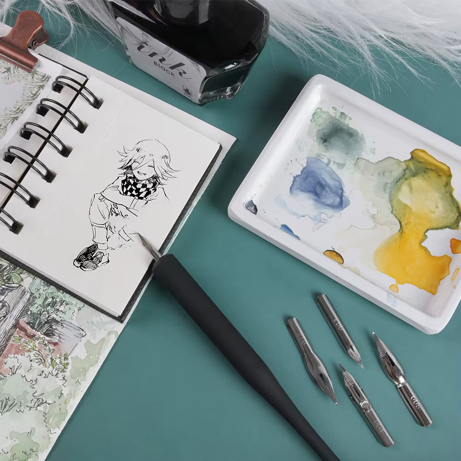 SeamiArt 6-teiliges Dip-Pen-Set mit 5 Stiften und 1 Stifthalter in Schwarz für Kalligraphie, Anime und Comic-Kunst - Bild 2
