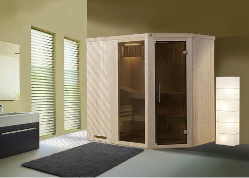 Weka Elementsauna Varberg 1 ohne Ofen mit Glasfront in Beige, B/H/T: 194 x 199 x 144 cm - Bild 3
