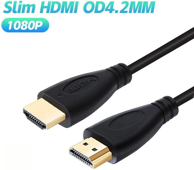 BSN HDMI High-Speed Kabel in Schwarz, ultra-weich und dünn, unterstützt 1080p HDTV, Durchmesser: 4,2 mm - Bild 1