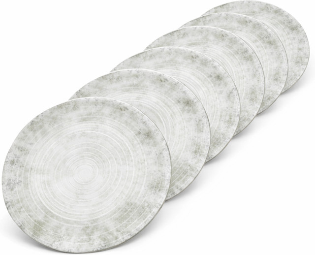 van Well Buffetteller Korfu aus Porzellan, Grau, Rund, Durchmesser: 25 cm, 6er Pack - Bild 1
