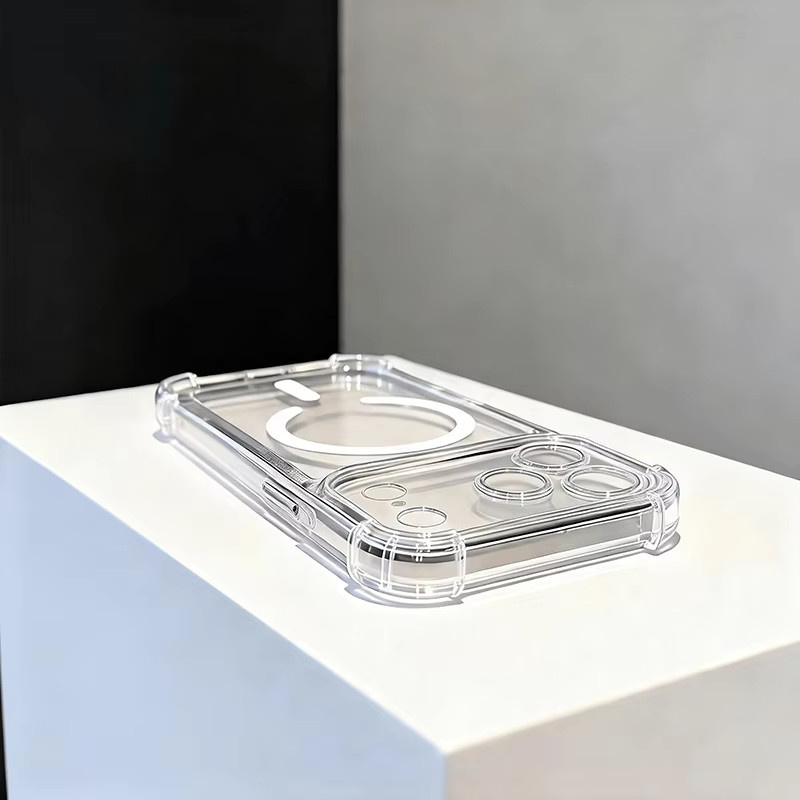 Transparente magnetische Handyhülle mit Stoßfestem Vier-Ecken-Schutz für iPhone 11 bis iPhone 17 Serie, Farbe: Weiß - Bild 4