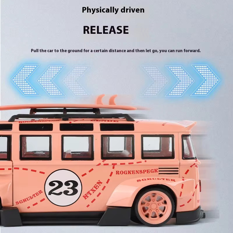 T1 Bus Gulf Oil Martini Low Ride Wide Body, Modellauto, 1:24, Metall, mit Licht und Sound - Bild 2