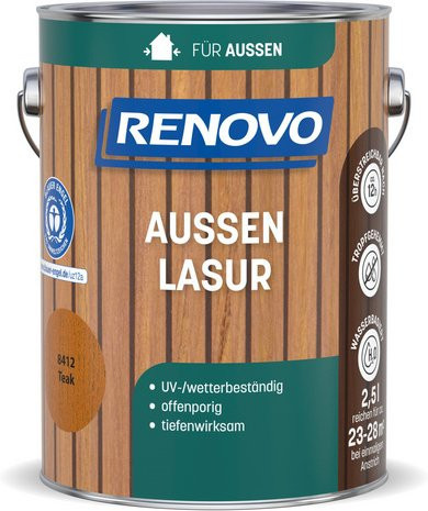 RENOVO Aussenlasur wasserbasiert Teak in Braun, 2,5 l - Bild 1