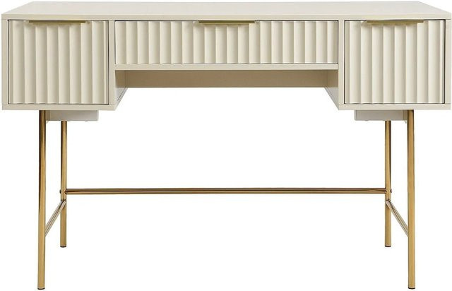 Vente-unique Schreibtisch Vitesda im Art Deco Stil, Farbe Beige und Gold, B: 120 cm, H: 75,5 cm, T: 60 cm - Bild 1