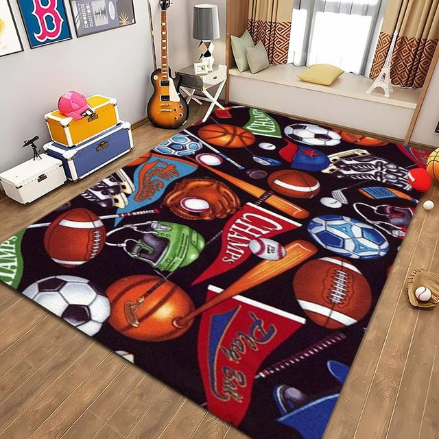 Karpetti Fußball Teppich für Kinderzimmer und Wohnzimmer, Mehrfarbig, B/T: 80 x 140 cm - Bild 1