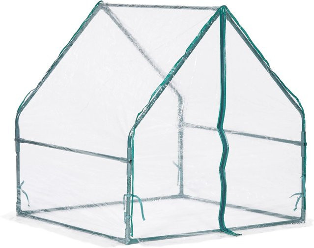 Relaxdays Folienfrühbeet aus PVC und Stahl in Transparent Grün mit Tür, B/T/H: 95 x 95 x 92 cm - Bild 1