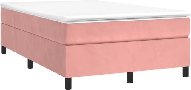 vidaXL Boxspringbett Hybrid mit Matratze Rosa Samt B/T/H: 120 x 200 x 35 cm - Bild 1