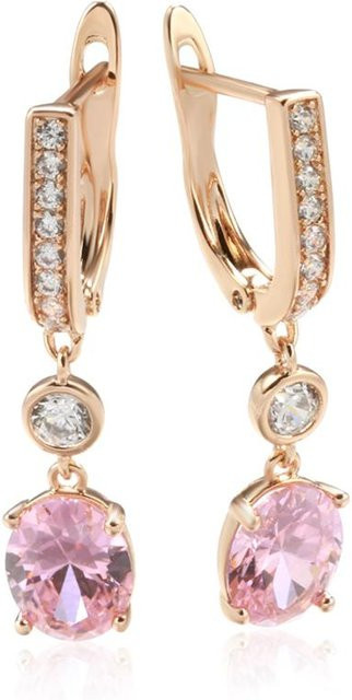 Kinel Jewelry Tropfenohrringe, Roségold, rosa Zirkon, Damen - Bild 1