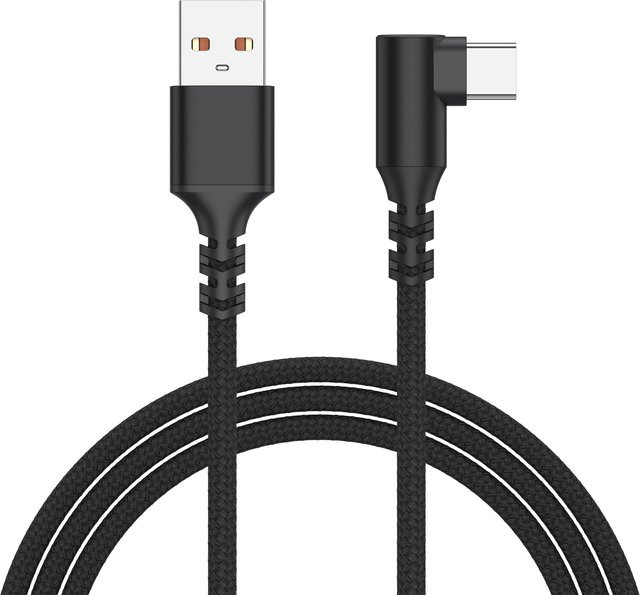 90-Grad USB-A auf USB-C Datenkabel in Schwarz für iPhone, Samsung Galaxy und iPad - Bild 1