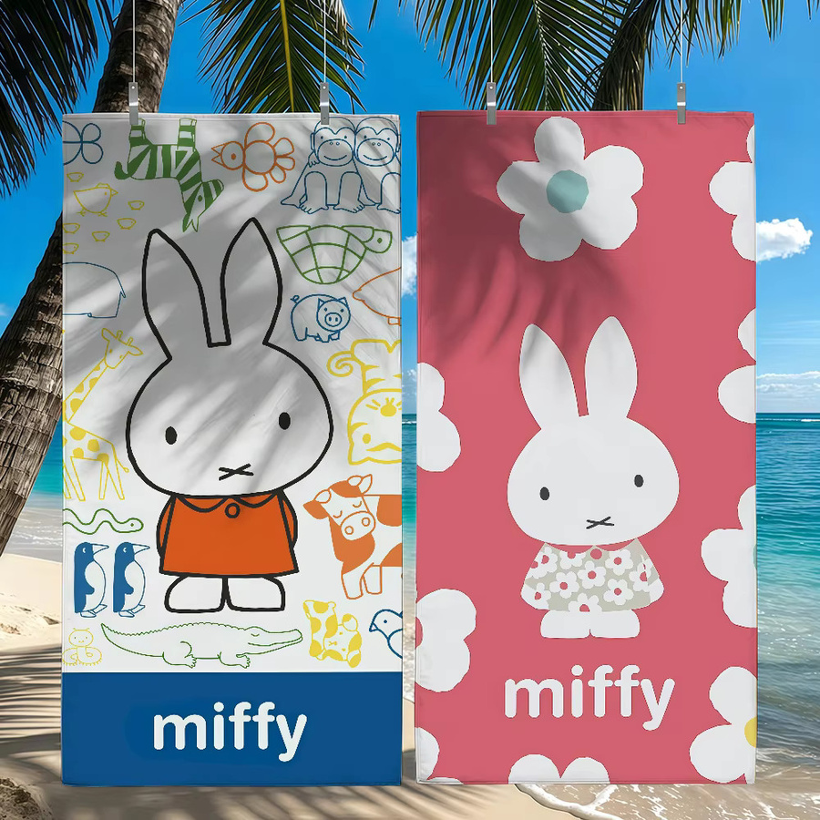 Miffy Schnelltrocknendes Strandtuch mit Cartoon-Design für Schwimmbad, Camping, Yoga und Fitnessstudio - Bild 2