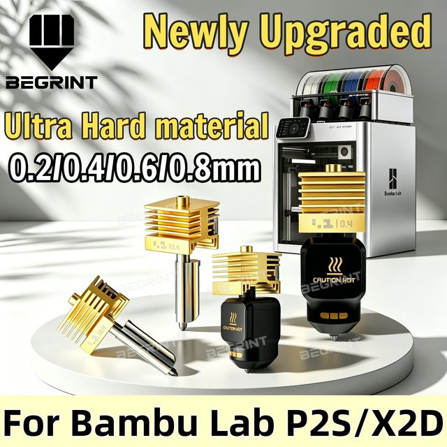 BEGRINT UHMCoat Hotend-Düse mit Nano-Beschichtung für Bambu Lab P2S X2D, Farbe: Gold - Bild 1