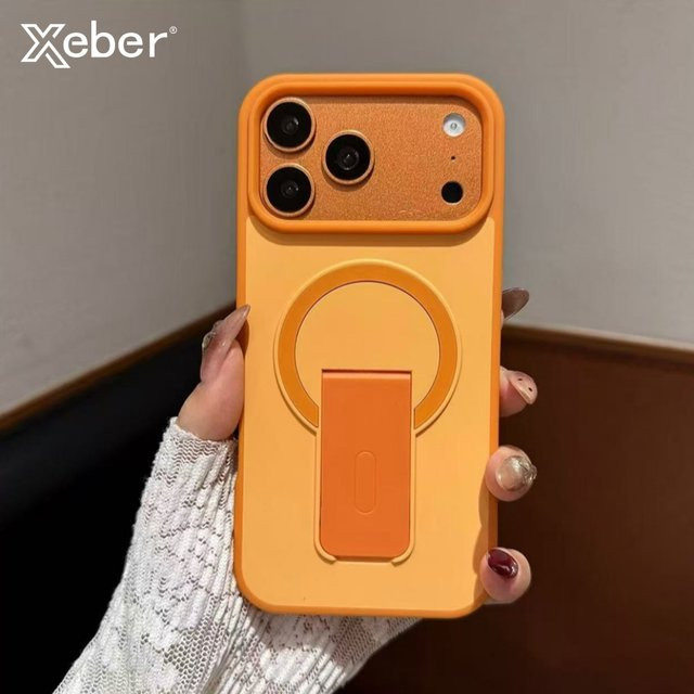 Xeber Magnetische Handyhülle mit Ständer für iPhone 14 15 16 17 Pro Max Air Plus und 11 12 13 kompatibel mit MagSafe in Blau mit matter Rückseite - Bild 1