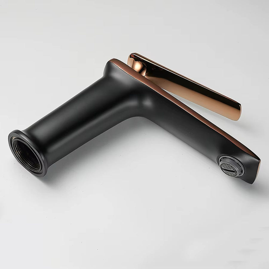 BAKALA Luxus Waschbecken Mischbatterie Einhebelmischer aus Messing in Schwarz und Rose Gold für das Badezimmer - Bild 4