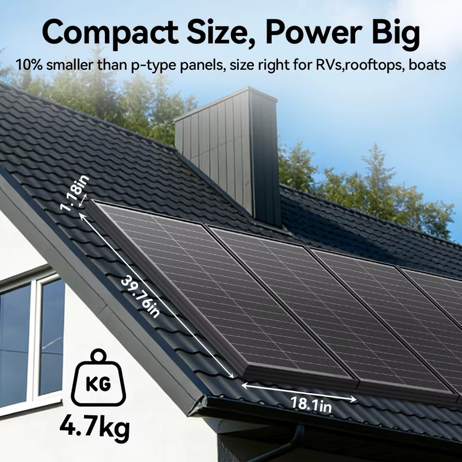 Rvpozwer Monokristallines Solarpanel N-Typ 18BB in Schwarz mit 400W/200W/100W hocheffizienter PV-Leistung für netzunabhängige Anwendungen - Bild 4