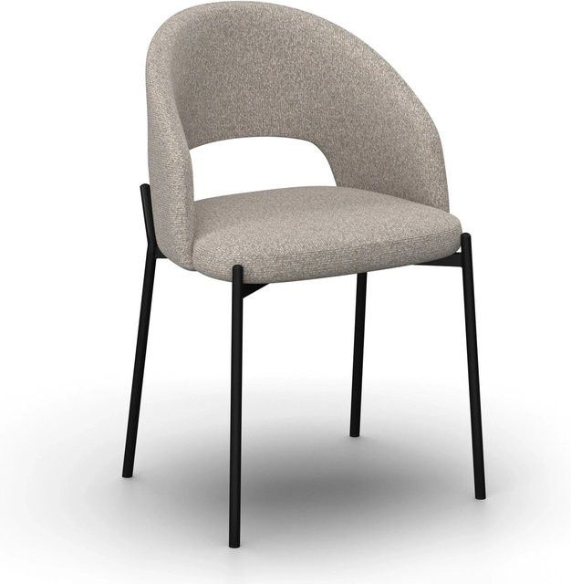 Bessagi Home Stuhl Nadiya Hellgrau Leinenoptik Gepolstert mit Metallgestell - Bild 1