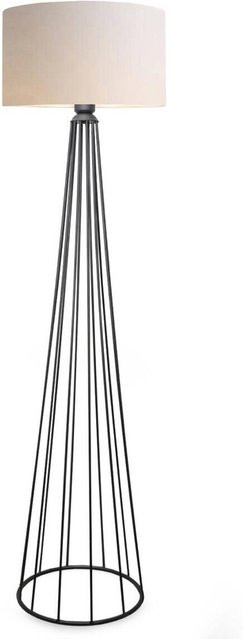 Opviq Stehlampe aus Metall in Beige mit Stoffschirm, E27, B/T/H: 38 x 38 x 155 cm - Bild 1