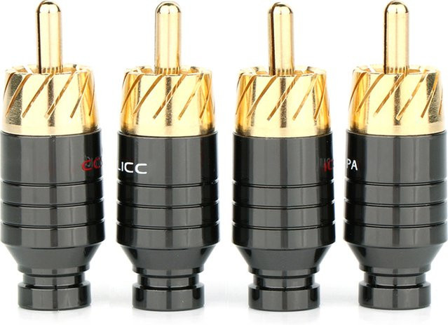 JCD RCA-Stecker Anschlussbuchse Set vergoldet in Rot, Weiß und Gold für Audio Ausgang und Eingang - Bild 1