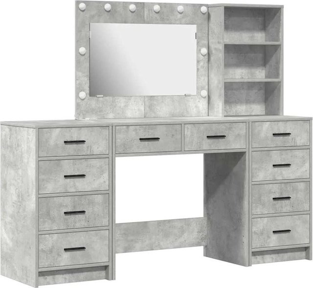 vidaXL Schminktisch 3-teilig in Grau aus Holzwerkstoff mit modernem Design, B/T/H: 40 x 41 x 135 cm - Bild 1