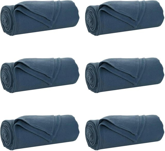 6er Set vidaXL Wohndecken aus Fleece in Marineblau, B: 240 cm, T: 220 cm - Bild 1