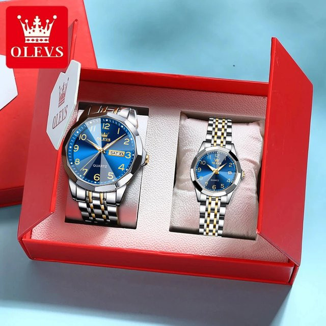 OLEVS Digitaluhr, Edelstahl, Blau, Unisex - Bild 1