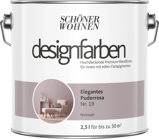 Schöner Wohnen Designfarben Wandfarbe Puderlila Matt, 2,5 l - Bild 1