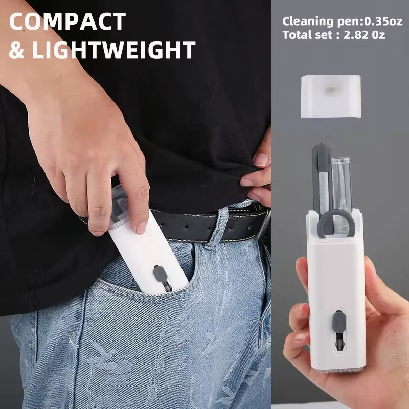 7-in-1 Tastatur-Reinigungsset mit Kopfhörer-Reinigungsbürste für AirPods, Computer, Tablet, Laptop, TV, Bildschirm und Handy in Grau und Weiß - Bild 4