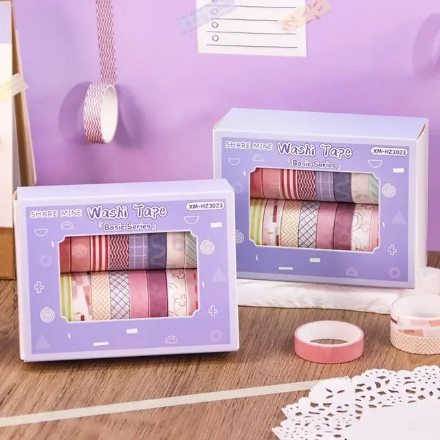 20-teiliges Washi-Tape-Set mit Cartoon-Blumen in Blau und Mehrfarbig für Journaling und Scrapbooking - Bild 1
