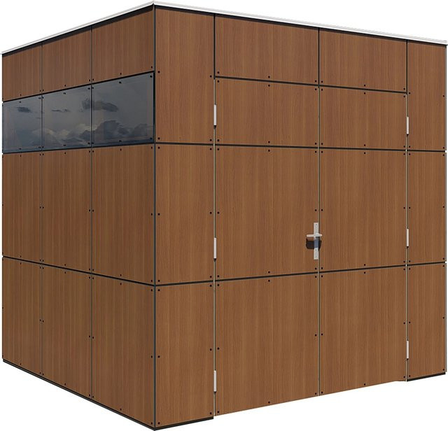 Bertilo Gartenhaus HPL in Italian Walnut mit Flachdach und Holzoptik, B/T/H: 231 x 229 x 230 cm - Bild 1