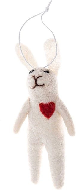 idee. Creativmarkt Filz-Hase mit Herz als Hänger in Weiß, Höhe: 12 cm - Bild 1