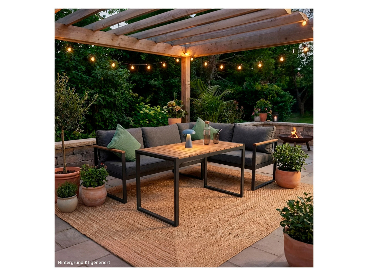 Greemotion Lounge-Set Toledo mit 2-Sitzer Sofa und Couchtisch in Schwarz und Grau - Bild 2