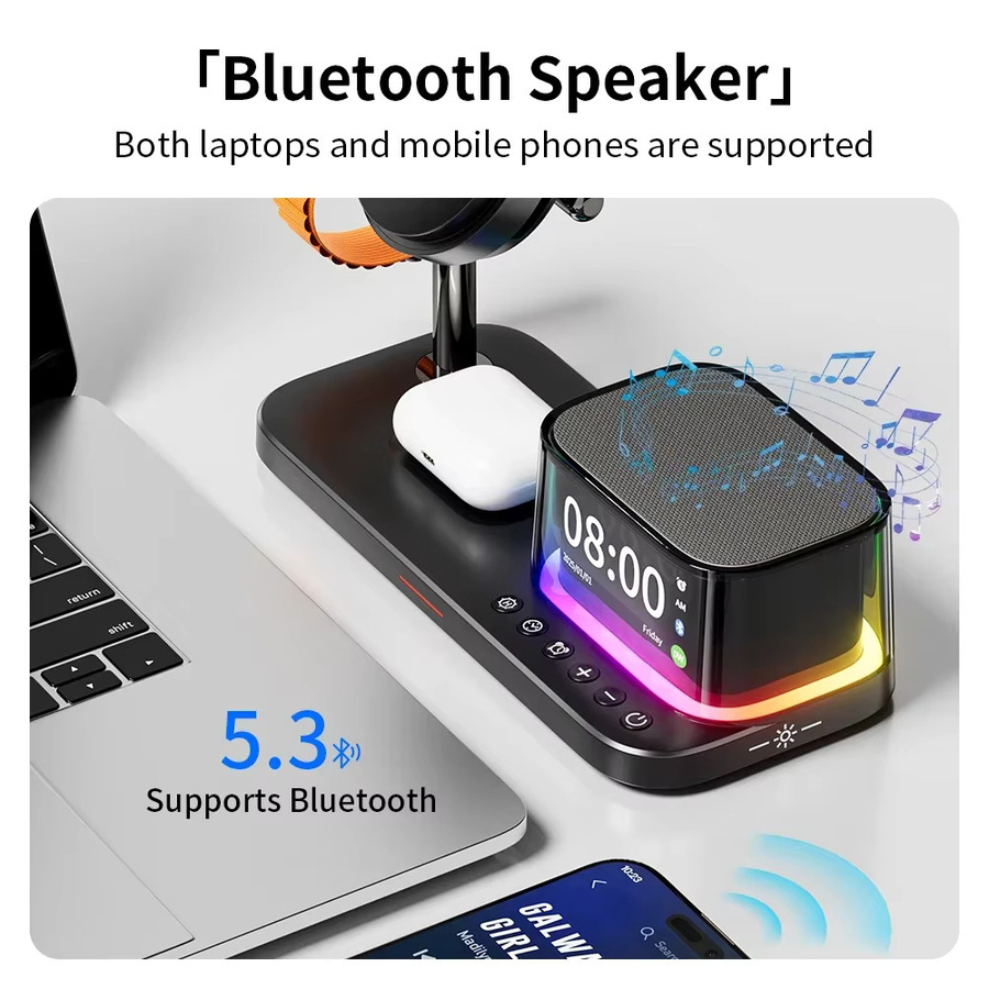 VIKEFON Magnetisches kabelloses Ladegerät mit TEC ICE Kühlung und Bluetooth-Lautsprecher, 25W Schnellladung für iPhone, Apple Watch und AirPods, Schwarz - Bild 3