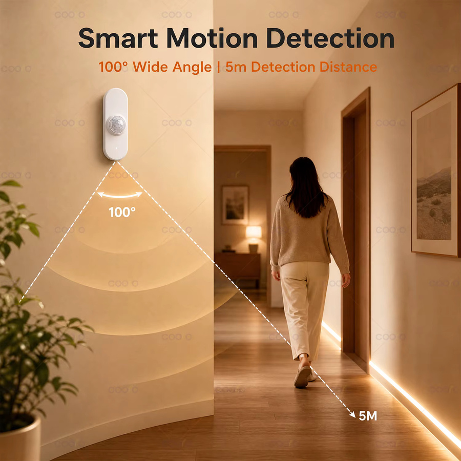 Tuya WiFi Smart 4-in-1 Sensor in Weiß mit PIR Bewegungsmelder, Licht-, Temperatur- und Luftfeuchtigkeitsmonitor für Smart Life App, Alexa und Google Home Automation - Bild 2