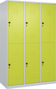 C+P Doppelstock-Spind Classic PLUS mit 3 Abteilen, Grau/Grün, B/T/H: 120 x 50 x 185 cm - Bild 1