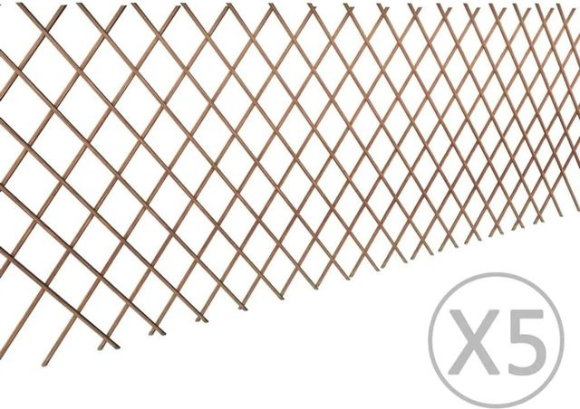 5er Set vidaXL Weidenzaun in Braun für Kletterpflanzen, B/H: 90 x 180 cm - Bild 1