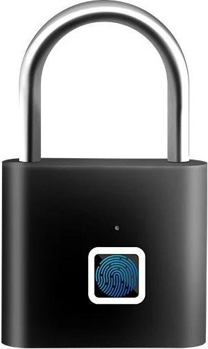 Schlüsselloses Smart-Fingerabdruck-Vorhängeschloss in Schwarz mit USB-Aufladung und wasserdichter Funktion für schnelles Entsperren in 0,2 Sekunden - Bild 1