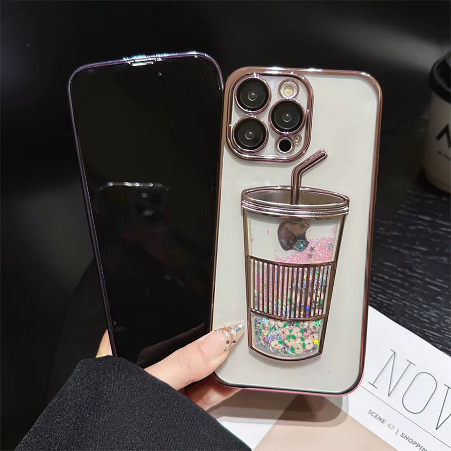 Caynes Acryl Quicksand Cup Handyhülle für iPhone 14 Pro Max 13 12 11 Pro Max stoßfest transparent mehrfarbig - Bild 4