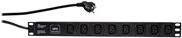 LogiLink PDU8A01 Netzwerkschrank-Steckdosenleiste 19 Zoll, 1 HE, 8x IEC 60320 C13, Schwarz - Bild 2