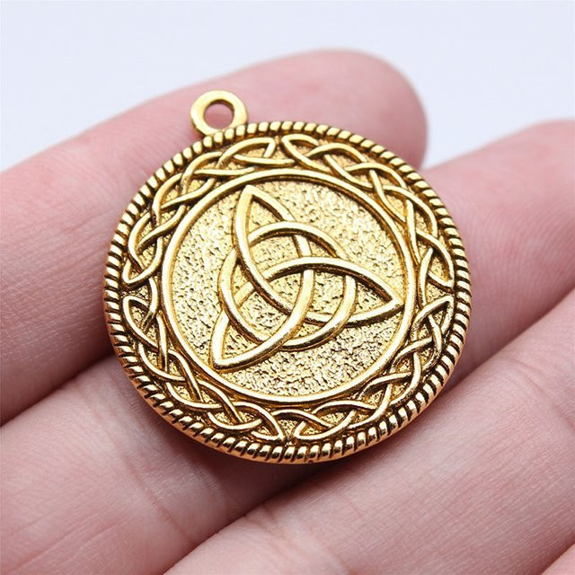 Charms Keltischer Knoten, runder Anhänger, Gold, 28*32mm - Bild 1