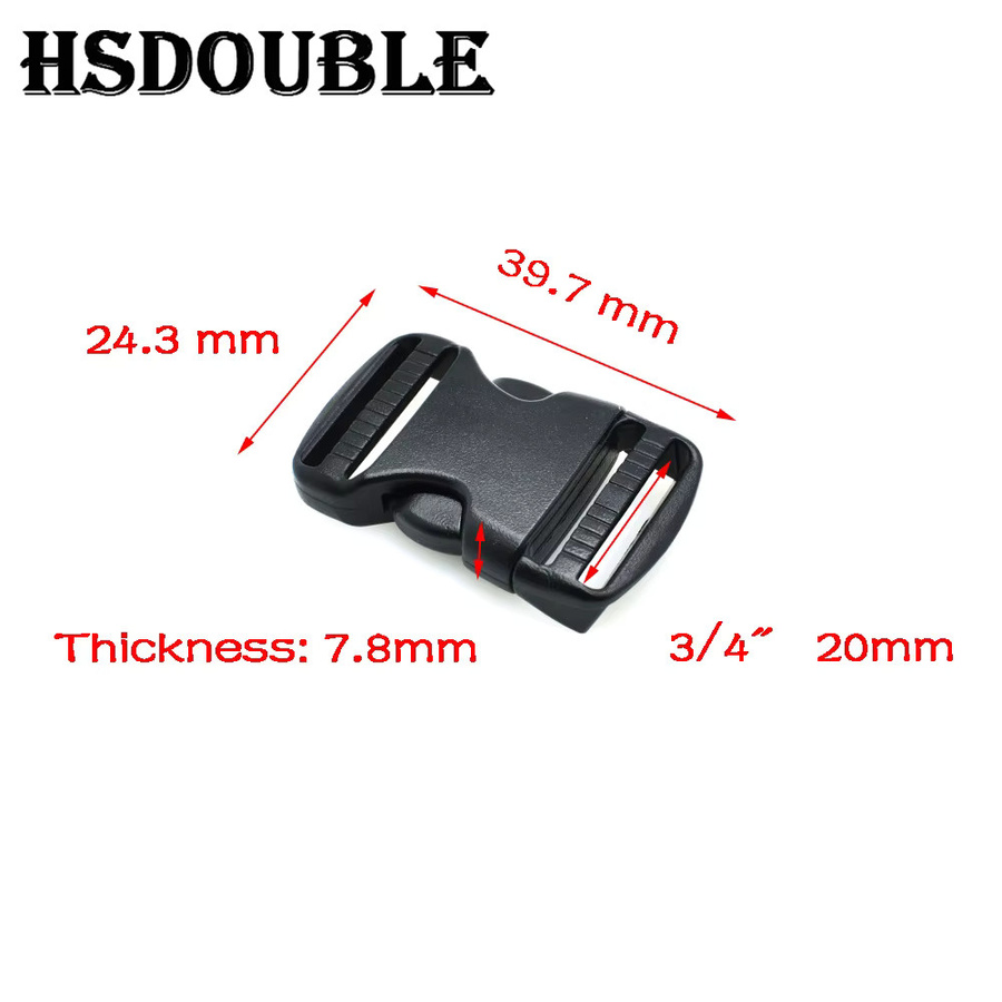 HSDOUBLE 2er Pack Kunststoff-Hardware mit doppelt verstellbarer seitlicher Entriegelungsschnalle für Molle, taktische Rucksäcke und Gürteltaschen in Schwarz, Breite: 20–50 mm - Bild 2