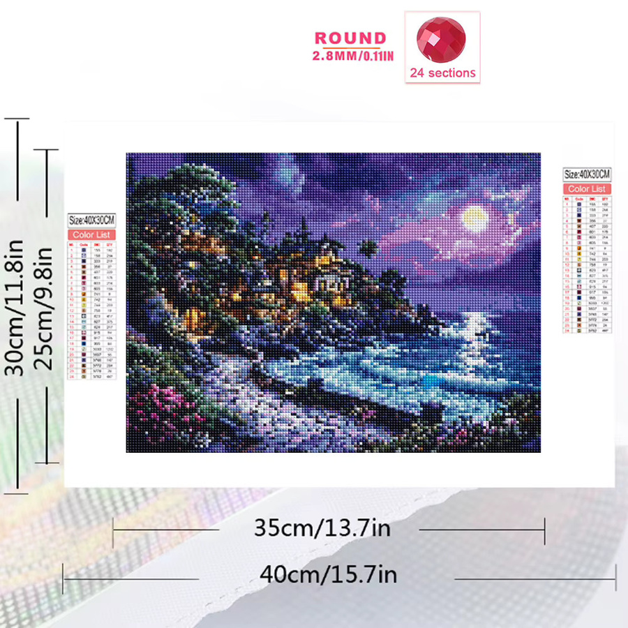 Momoart 5D-Diamantgemälde zum Selbermachen mit Landschaftsmotiv in Multicolor, geeignet für Anfänger - Bild 2