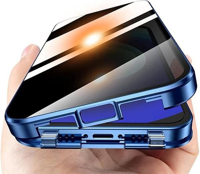 FUCHU Magnetische Sichtschutzhülle mit Glas für Samsung Galaxy S26 Ultra S25 S24 FE S23 S22 S21 Plus A17 A57 A37 A55 A56 Blau - Bild 1