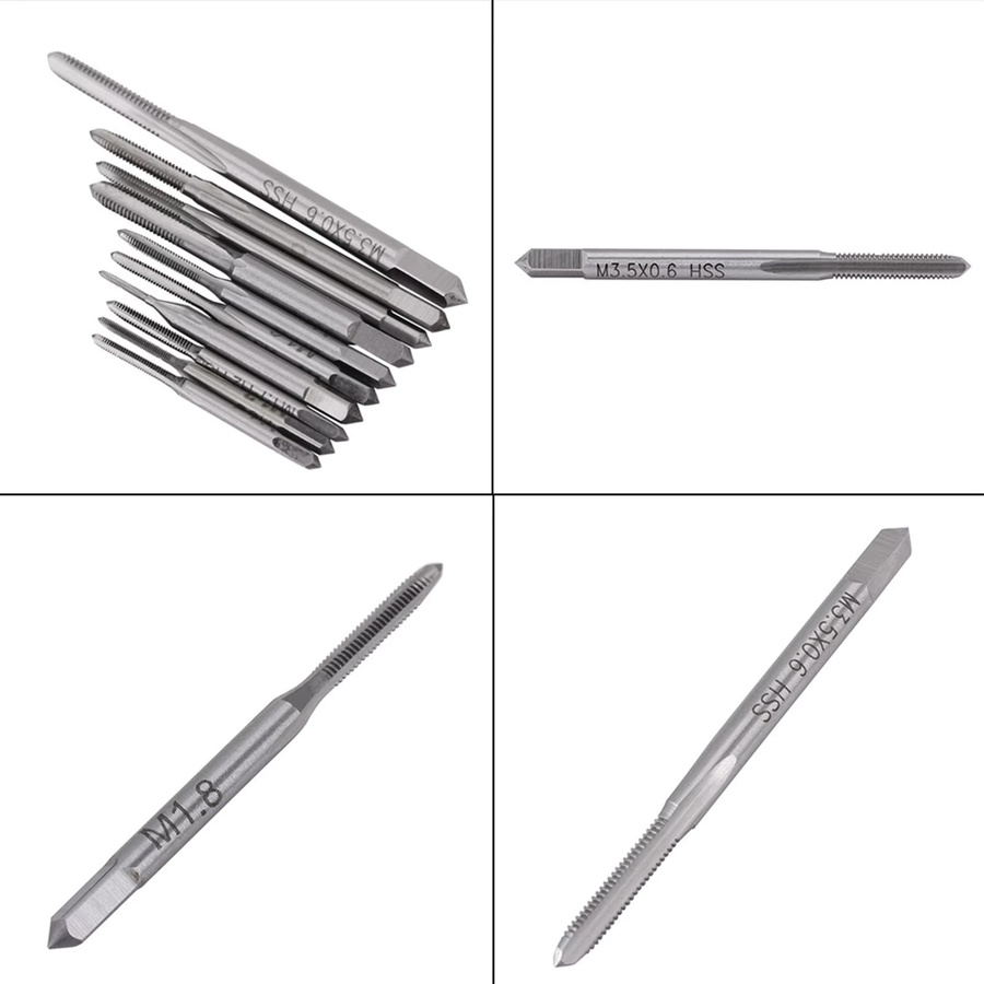 Qiilu Mini Gewindebohrer Set 10 Stück, M1 bis M3,5, Farbe Silber - Bild 2