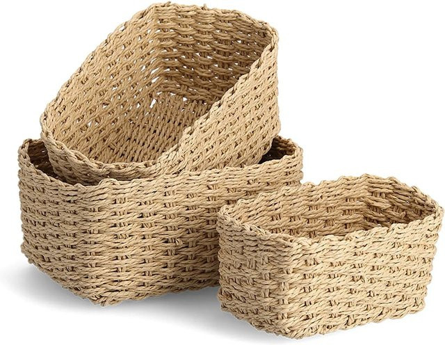 Zeller Aufbewahrungskorb-Set aus Papiergeflecht in Natur/Beige, 3-teilig, B/T/H: 24 x 18 x 13 cm - Bild 1