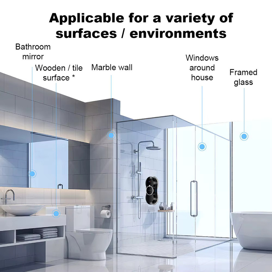 Liectroux HCR-10 Roboter-Fensterputzer in Schwarz mit Ultraschall-Wassersprühfunktion für Trocken- und Nasswischen sowie AI Route und Fernbedienung - Bild 4