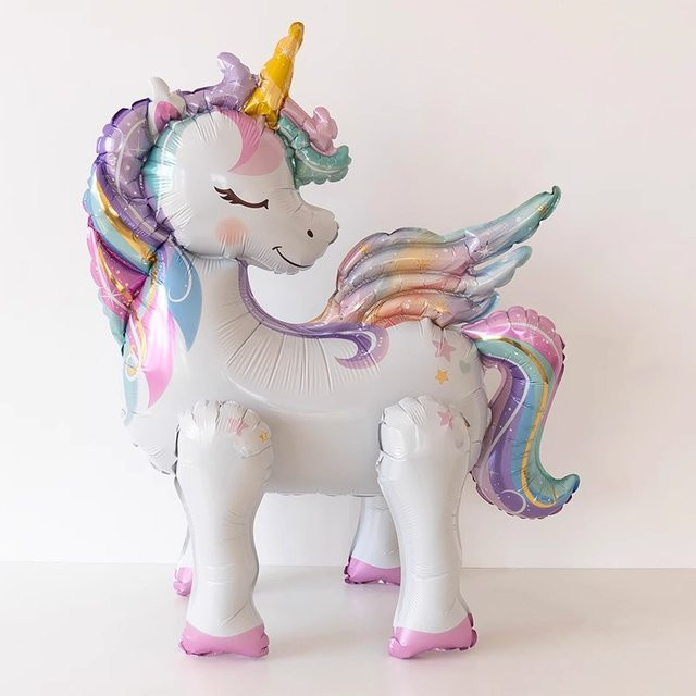 BALONAQ 3D-Einhorn-Ballonfolie in Multicolour als freistehende Geburtstagsdekoration für Kinder - Bild 1