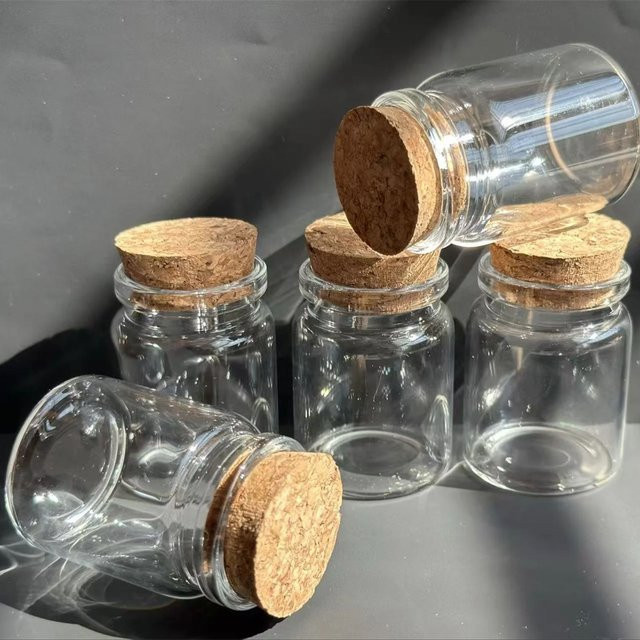 Transparente Weihnachts-Wunschflaschen aus Glas mit Korken, 30 ml Mini-Glasgläser für Süßigkeiten und Weihnachtsbaumdekoration - Bild 1