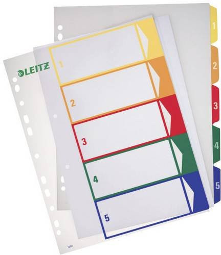 Leitz Register DIN A4 Überbreite 1-5 aus Polypropylen Mehrfarbig mit PC-Beschriftungsfläche - Bild 1
